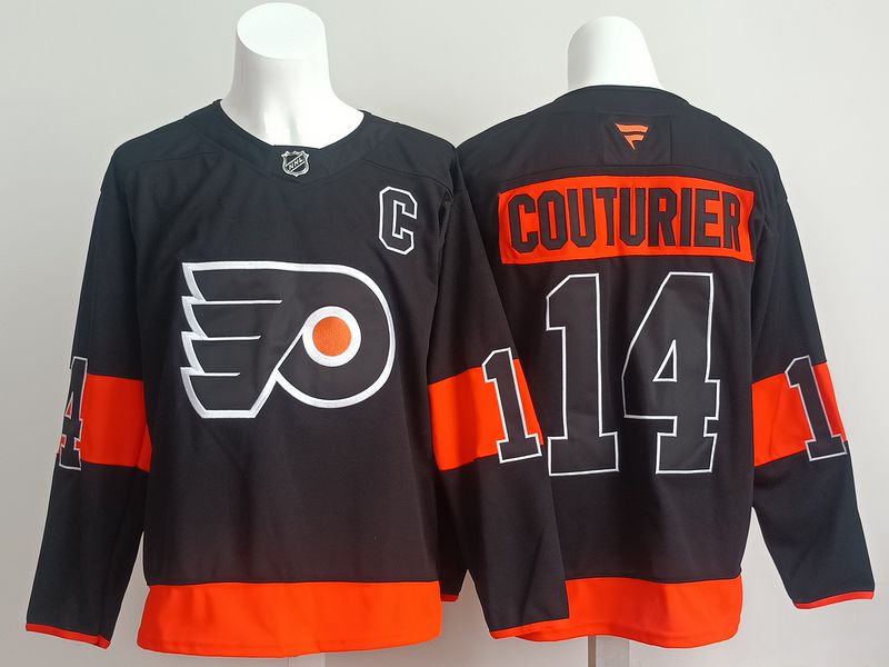 Men 2025 Philadelphia Flyers 14 Couturier Black Fanatics Home Premium NHL Jersey style 1